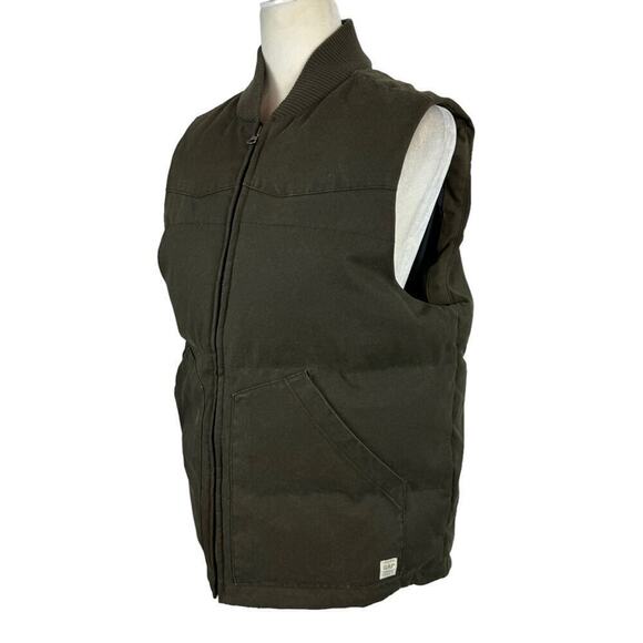 Gap Down Filled Puffer Vest Canvas Cotton Shell Nylon Lining Green Men’s Size XS - Picture 3 of 14
